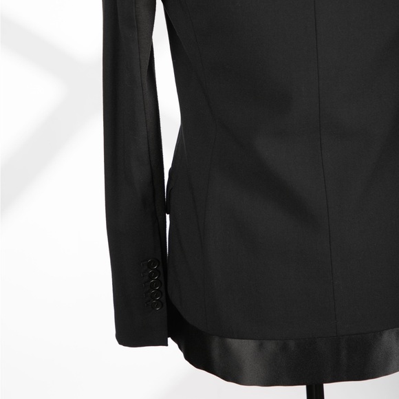 BCBGMAXAZRIA Black Wool Blazer with Satin Bottom Design, Size XXS, Excellent - Picture 5 of 11